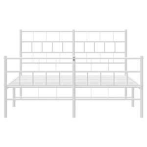 Kovový rám postele s hlavovým a nožním čelem bílý 150 x 200 cm - obrázek 6