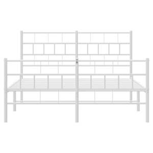 Kovový rám postele s hlavovým a nožním čelem bílý 160 x 200 cm - obrázek 5