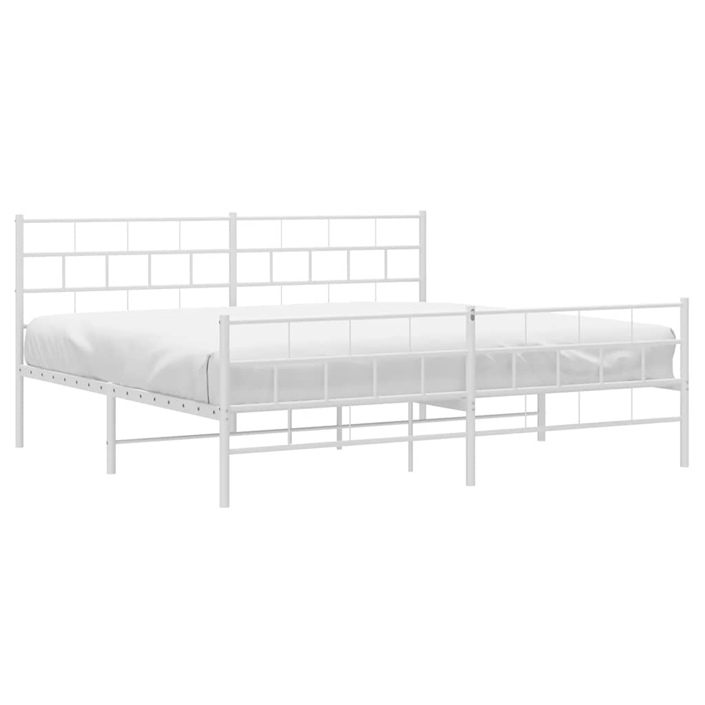 vidaXL Metallinen sängynrunko päädyillä valkoinen 183x213 cm