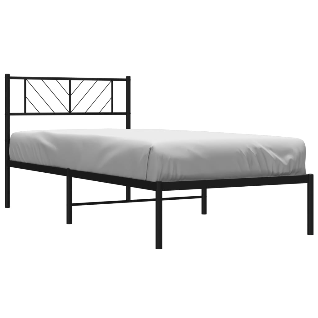 vidaXL Metal Bed Frame with Headboard Black 80x200 cm