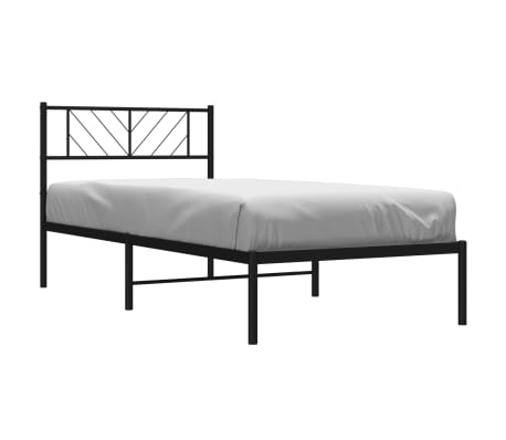 vidaXL Metal Bed Frame with Headboard Black 80x200 cm