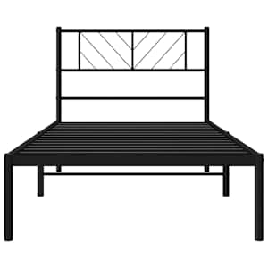 Kovový rám postele s čelem černý 90 x 190 cm - obrázek 5