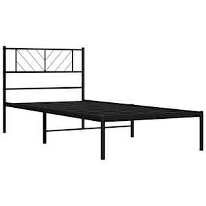 Kovový rám postele s čelem černý 100 x 190 cm - obrázek 5