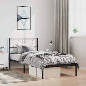 vidaXL Cadre de lit m&eacute;tal sans matelas avec t&ecirc;te de lit noir 100x200cm