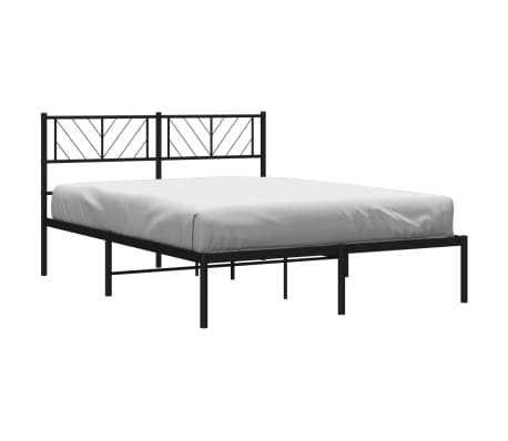 vidaXL Metal Bed Frame without Mattress with Headboard Black 120x190cm