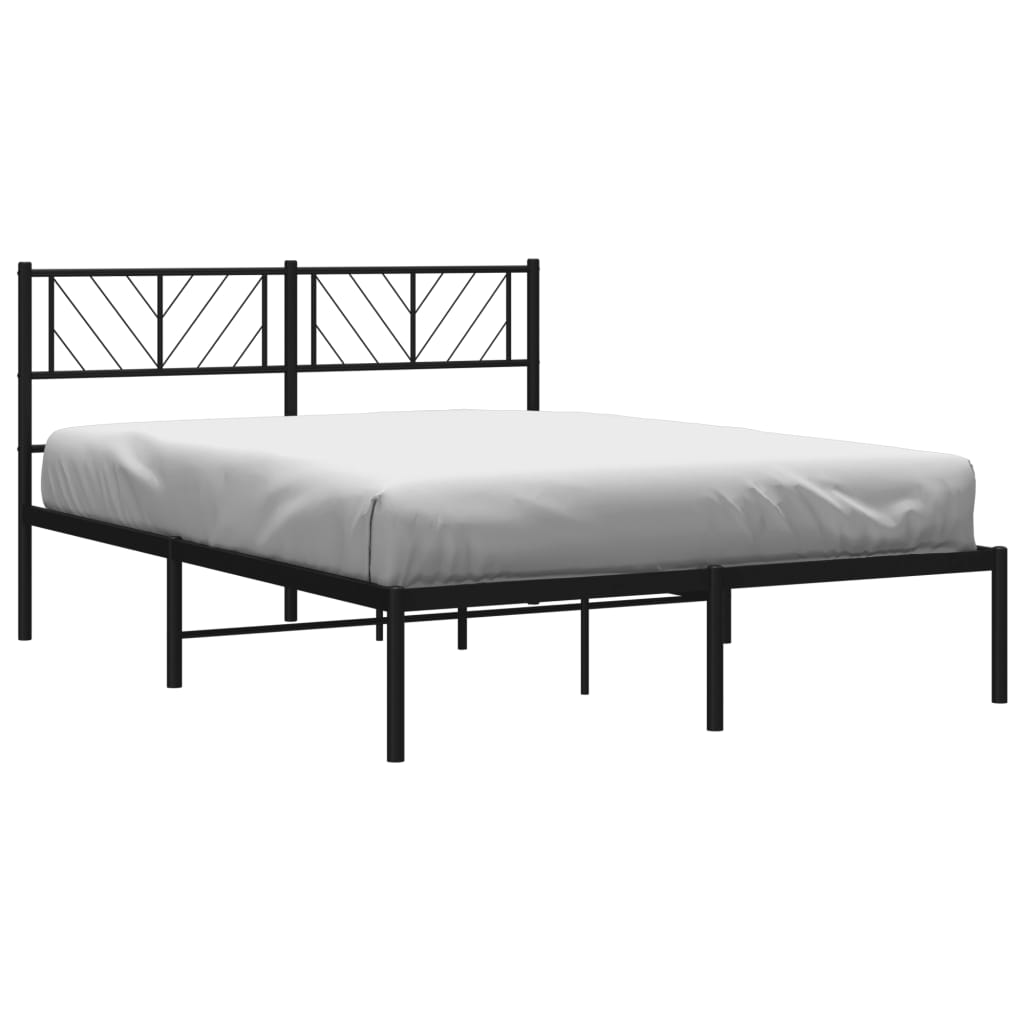 vidaXL Bedframe met hoofdbord metaal zwart 140x190 cm afbeelding
