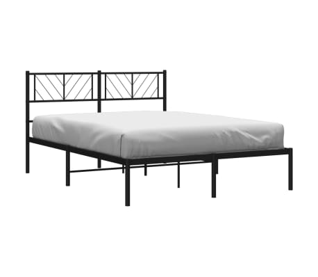vidaXL Metalinis lovos rėmas su galvūgaliu, juodos spalvos, 140x190cm