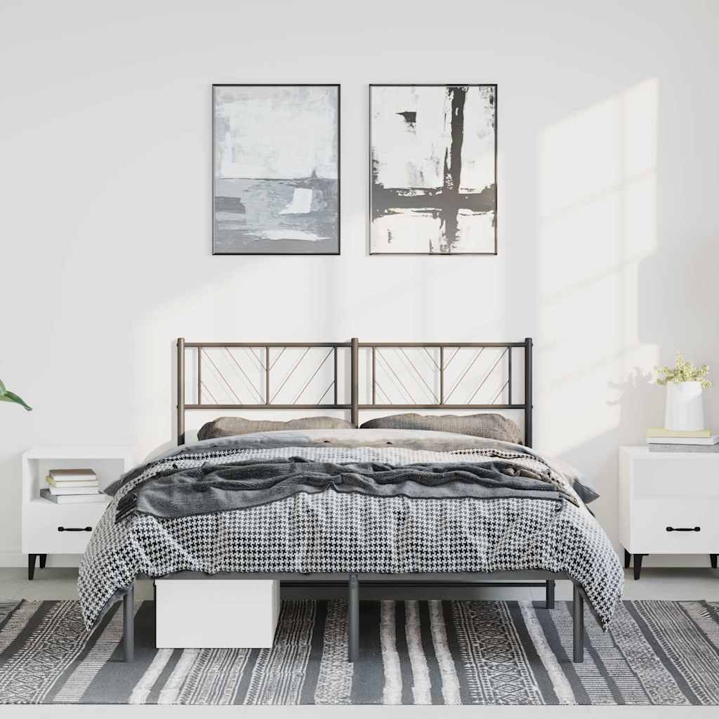 Zdjęcia - Łóżko VidaXL Metalowa rama z wezgłowiem, czarna, 150x200 cm