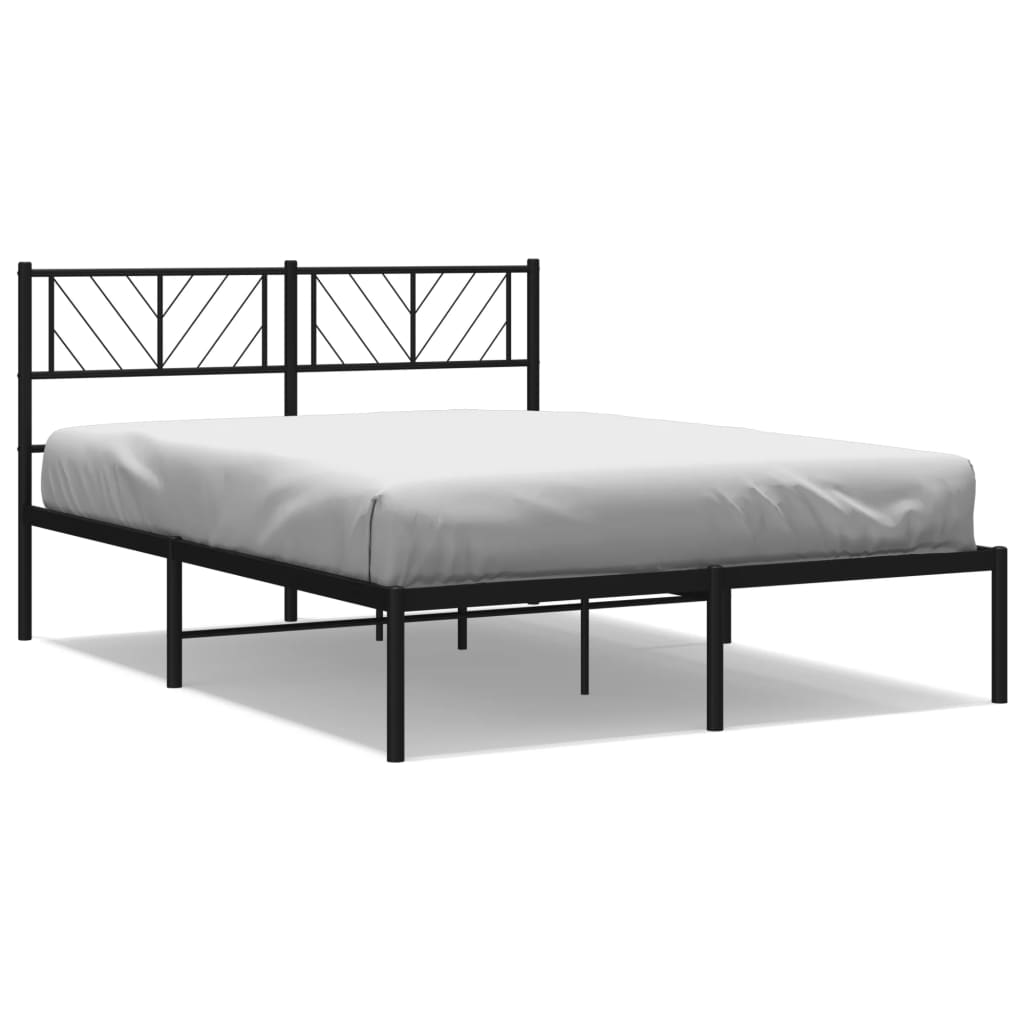 vidaXL Bedframe met hoofdbord metaal zwart 160x200 cm, foto 3
