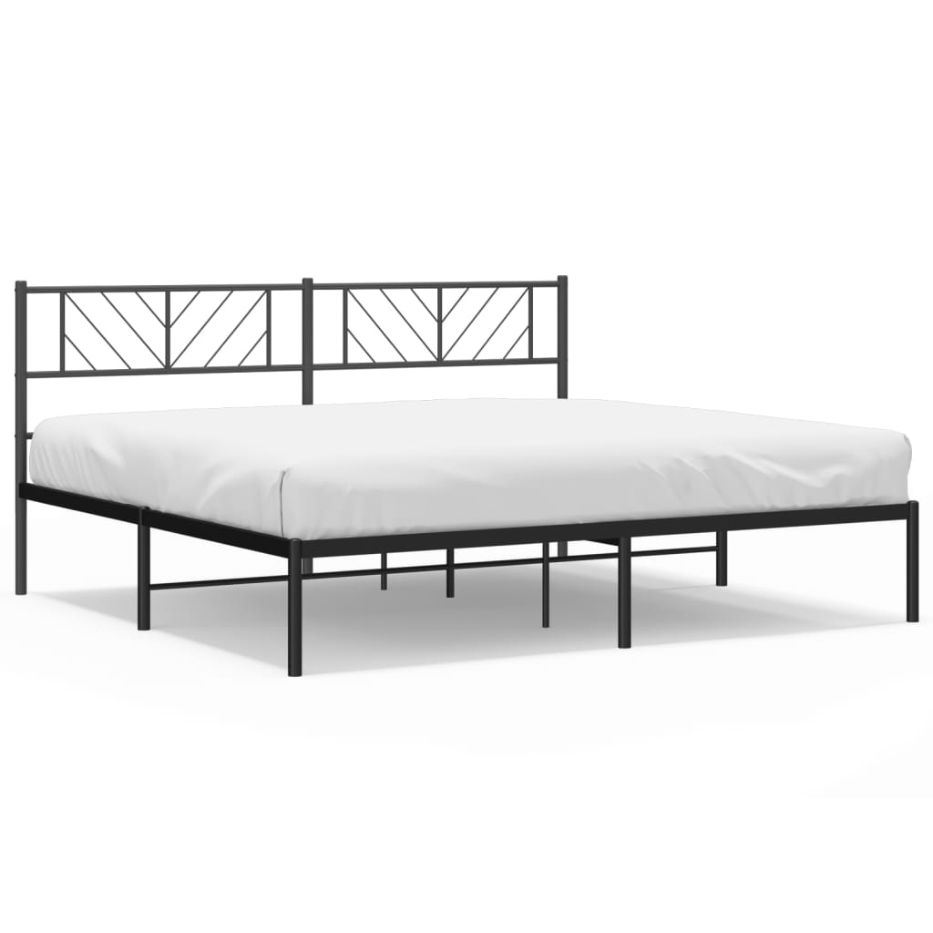 vidaXL Metal Bed Frame without Mattress with Headboard Black 72"x83.9"