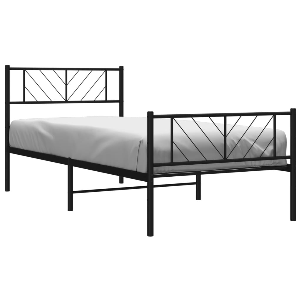 vidaXL Bedframe met hoofd- en voeteneinde metaal zwart 75x190 cm afbeelding
