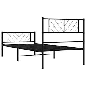Kovový rám postele s hlavovým a nožním čelem černý 75 x 190 cm - obrázek 7