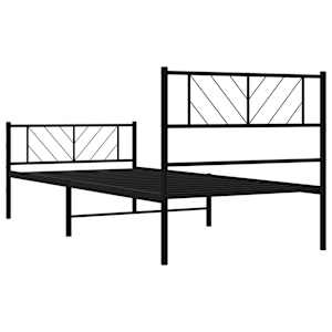 Kovový rám postele s hlavovým a nožním čelem černý 80 x 200 cm - obrázek 7