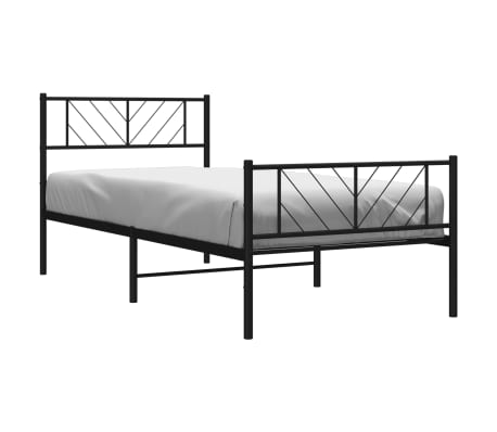 vidaXL Cadre de lit métal sans matelas et pied de lit noir 100x200 cm