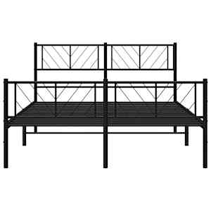 Kovový rám postele s hlavovým a nožním čelem černý 135 x 190 cm - obrázek 6