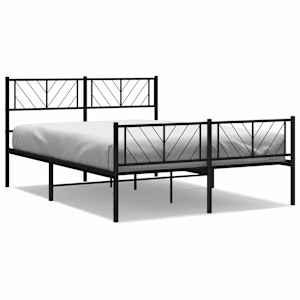 Kovový rám postele s hlavovým a nožním čelem černý 150 x 200 cm - obrázek 2