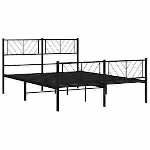 Kovový rám postele s hlavovým a nožním čelem černý 150 x 200 cm - obrázek 5
