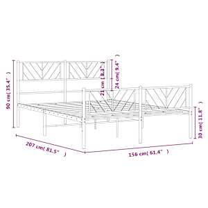 Kovový rám postele s hlavovým a nožním čelem černý 150 x 200 cm - obrázek 10