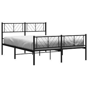 vidaXL Metallbett ohne Matratze mit Fu&szlig;teil Schwarz 160x200 cm