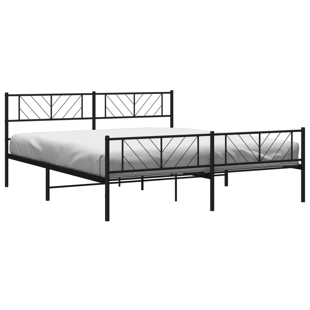 vidaXL Bedframe met voetbord zonder matras metaal zwart 180x200 cm afbeelding