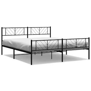 Kovový rám postele s hlavovým a nožním čelem černý 200 x 200 cm - obrázek 2