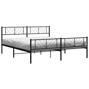 Kovový rám postele s hlavovým a nožním čelem černý 200 x 200 cm - obrázek 3