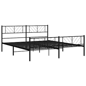Kovový rám postele s hlavovým a nožním čelem černý 200 x 200 cm - obrázek 4