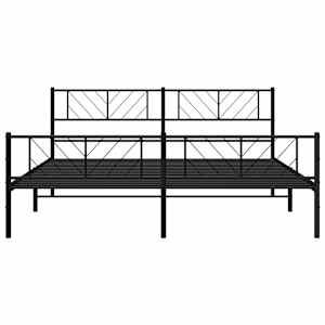 Kovový rám postele s hlavovým a nožním čelem černý 200 x 200 cm - obrázek 5