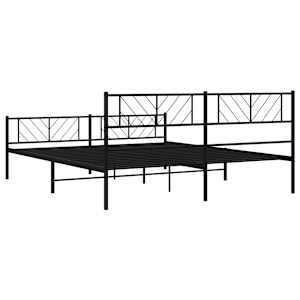 Kovový rám postele s hlavovým a nožním čelem černý 200 x 200 cm - obrázek 7