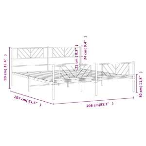 Kovový rám postele s hlavovým a nožním čelem černý 200 x 200 cm - obrázek 9