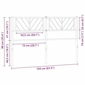 Kovové náhradní čelo postele černé 150 cm - obrázek 8