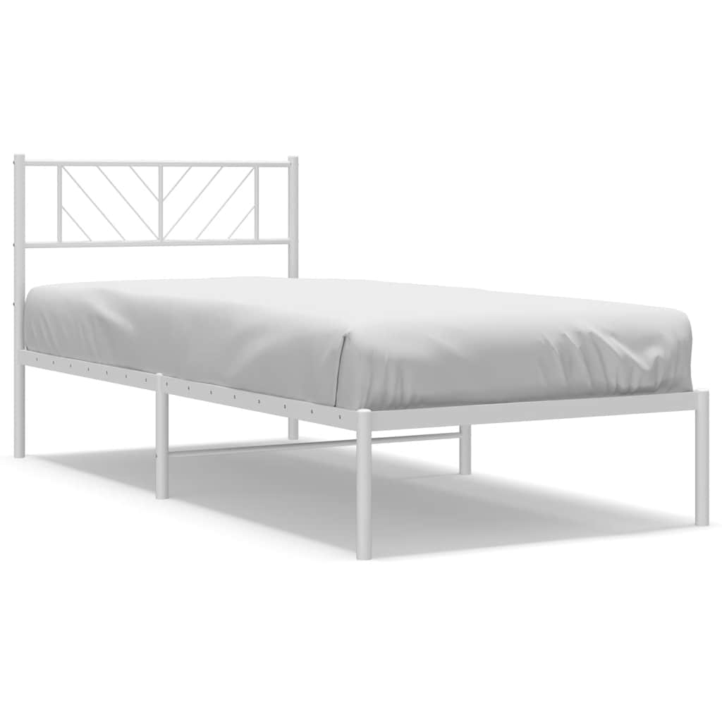 vidaXL Kovový rám postele s čelem bílý 100 x 200 cm