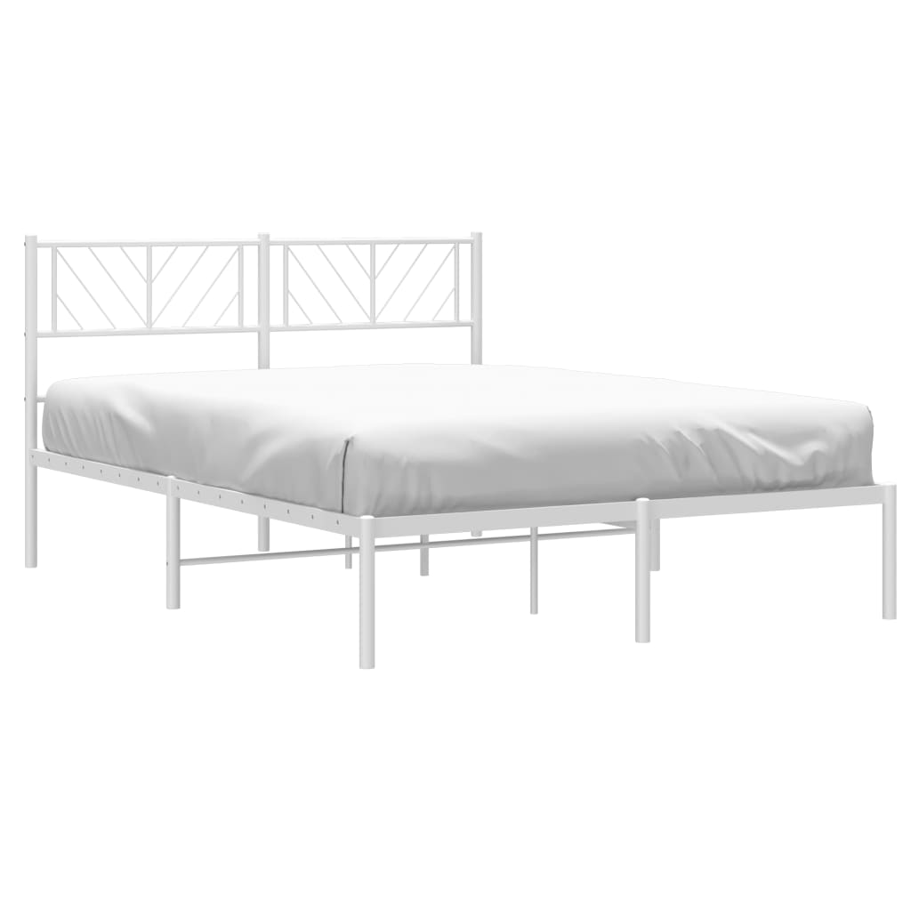 vidaXL Bedframe met hoofdbord metaal wit 120x200 cm afbeelding
