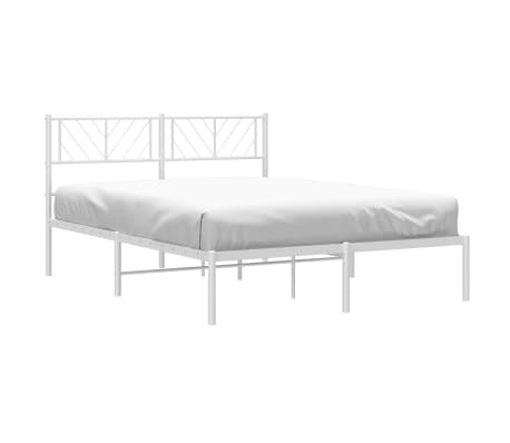 vidaXL Metal Bed Frame without Mattress with Headboard White 140x190cm
