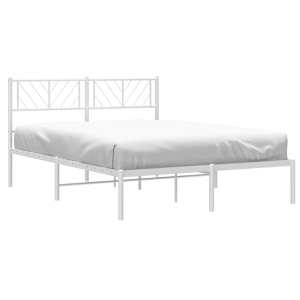 vidaXL Metal Bed Frame without Mattress with Headboard White 140x190cm