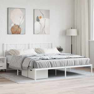 Kovový rám postele s čelem bílý 180 x 200 cm - obrázek 1