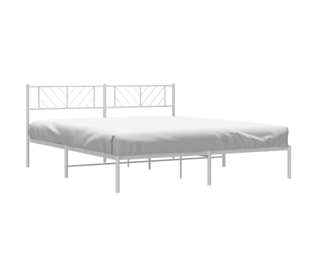 vidaXL Metal Bed Frame without Mattress with Headboard White 200x200cm