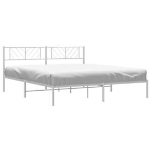 vidaXL Metal Bed Frame without Mattress with Headboard White 200x200cm