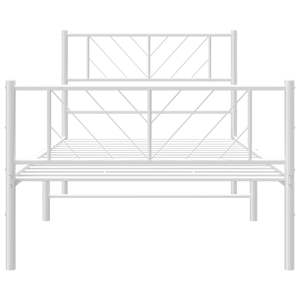 Kovový rám postele s hlavovým a nožním čelem bílý 75 x 190 cm - obrázek 5