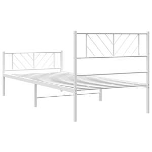 Kovový rám postele s hlavovým a nožním čelem bílý 75 x 190 cm - obrázek 7