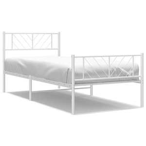 Kovový rám postele s hlavovým a nožním čelem bílý 90 x 200 cm - obrázek 2