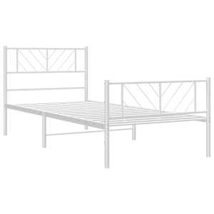 Kovový rám postele s hlavovým a nožním čelem bílý 90 x 200 cm - obrázek 4