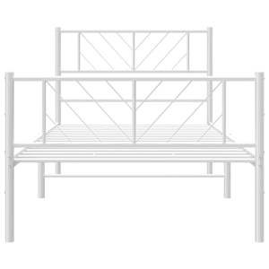 Kovový rám postele s hlavovým a nožním čelem bílý 100 x 190 cm - obrázek 6