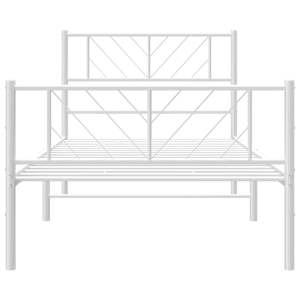 Kovový rám postele s hlavovým a nožním čelem bílý 100 x 200 cm - obrázek 6