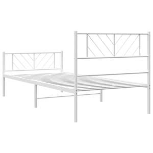 Kovový rám postele s hlavovým a nožním čelem bílý 100 x 200 cm - obrázek 8