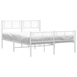 vidaXL Metal Bed Frame without Mattress with Footboard White 120x190cm