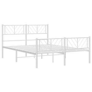 Kovový rám postele s hlavovým a nožním čelem bílý 135 x 190 cm - obrázek 5