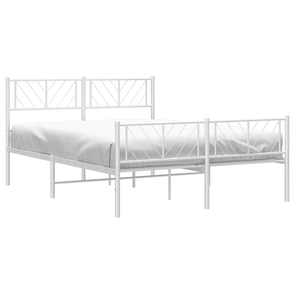 vidaXL Cadre de lit métal avec tête de lit/pied de lit blanc 160x200cm