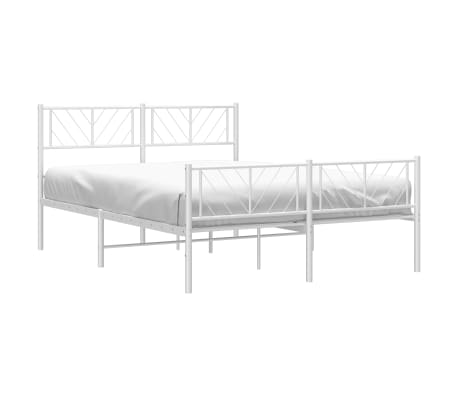 vidaXL Metal Bed Frame with Headboard and Footboard White 160x200 cm