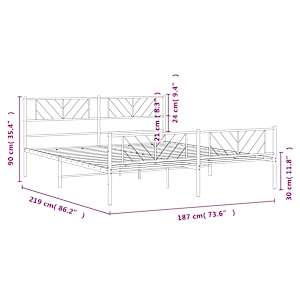 Kovový rám postele s hlavovým a nožním čelem bílý 183 x 213 cm - obrázek 9